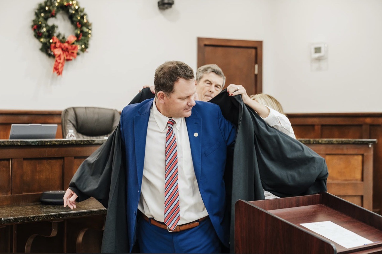 Bryan Hoss being robed as Red Bank City Judge